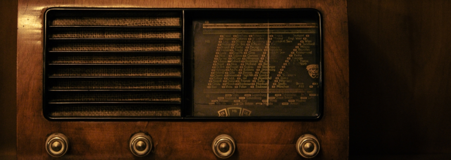 An antique wooden radio